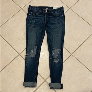 New Rag and Bone Dark Blue Distressed Women Jeans